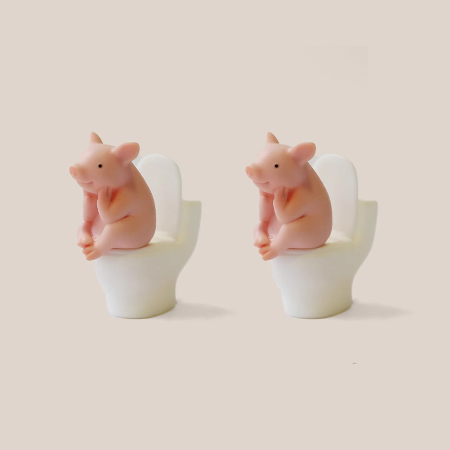 Adorable Pink Pig Toilet Figurine
