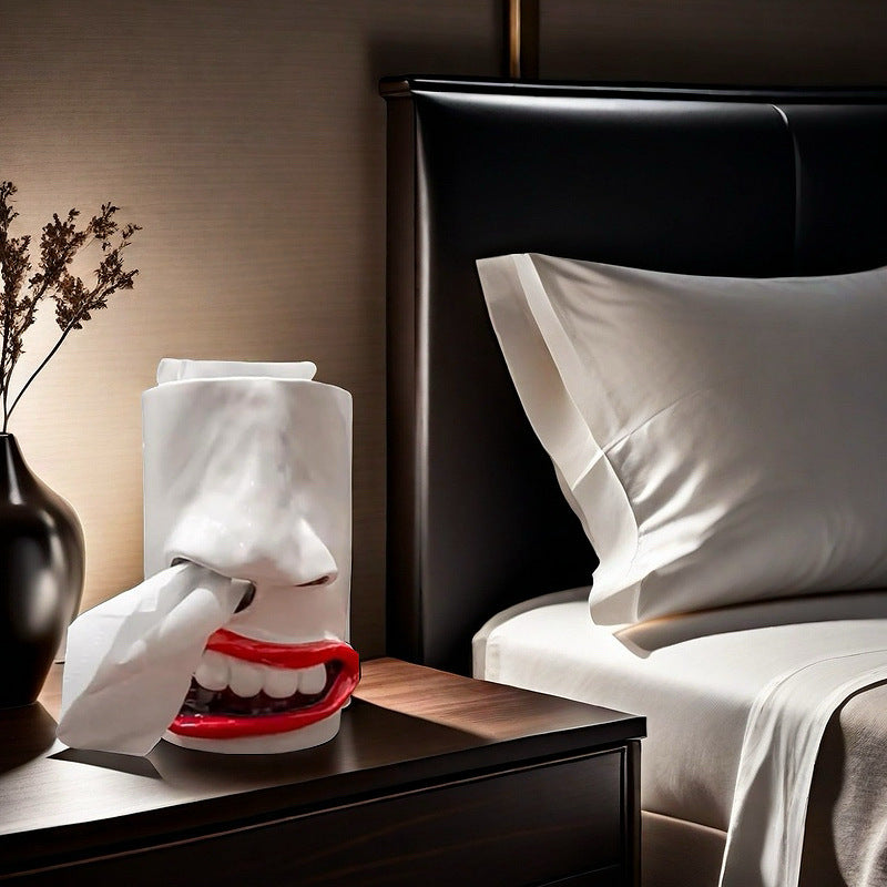 Funny Face Tissue Holder Quirky Mouth Nose Tissue Dispenser Novelty Tissue Box