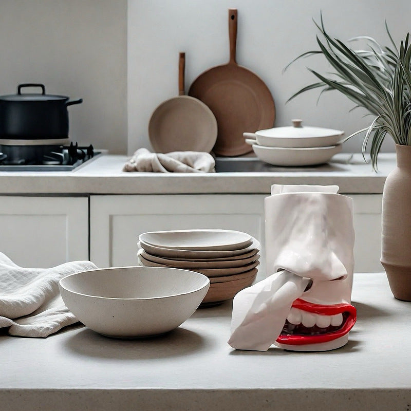 Funny Face Tissue Holder Quirky Mouth Nose Tissue Dispenser Novelty Tissue Box