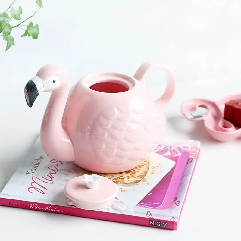 Pink Flamingo Ceramic Tea Set