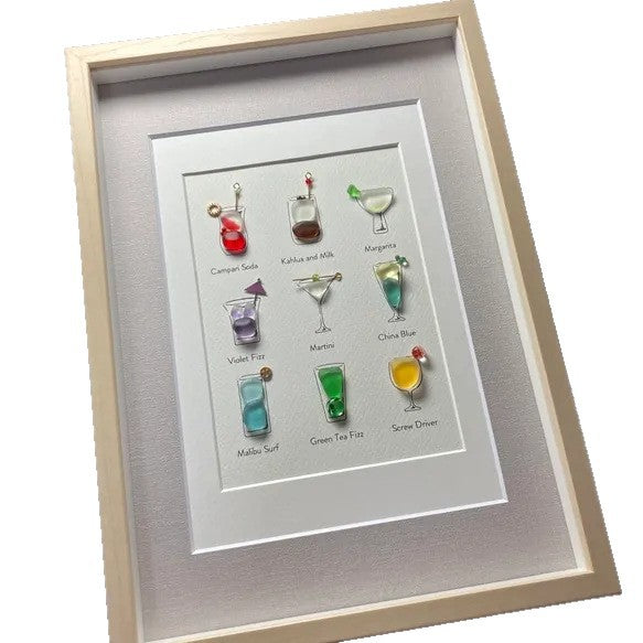 Sea Glass Cocktail Art Beach Bar Decor