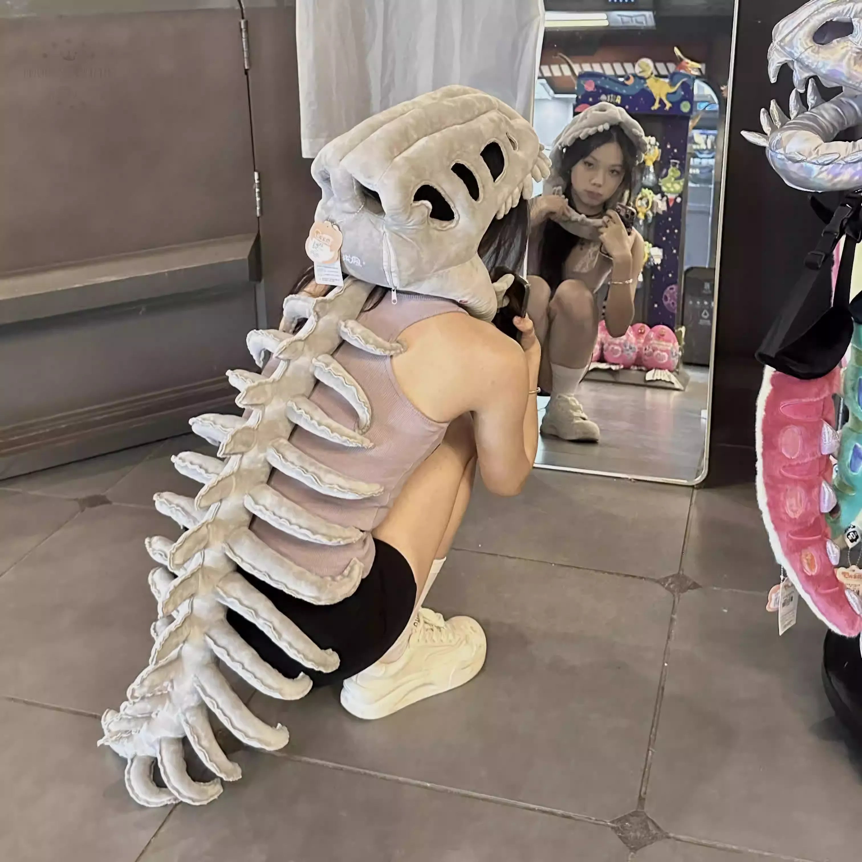 Dinosaur Skeleton Plush Head Cover