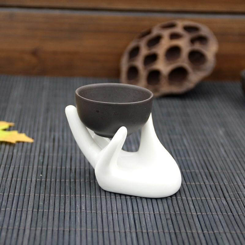 Hand Shape Ceramic Egg Cup Holder